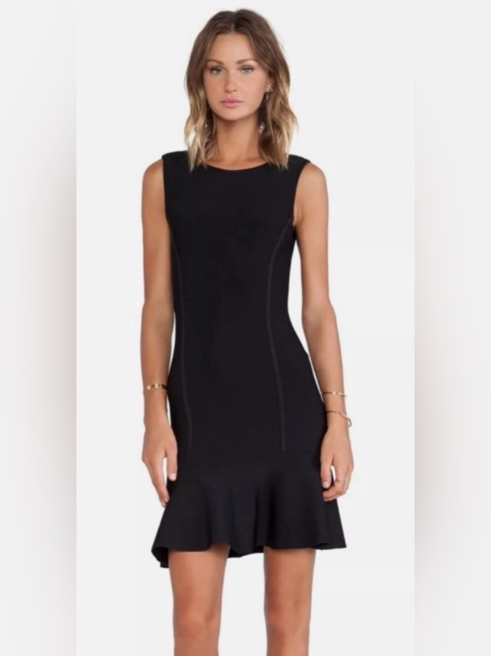 BCBG MaxAzria Black Sleeveless Ruffle-Hem Dress